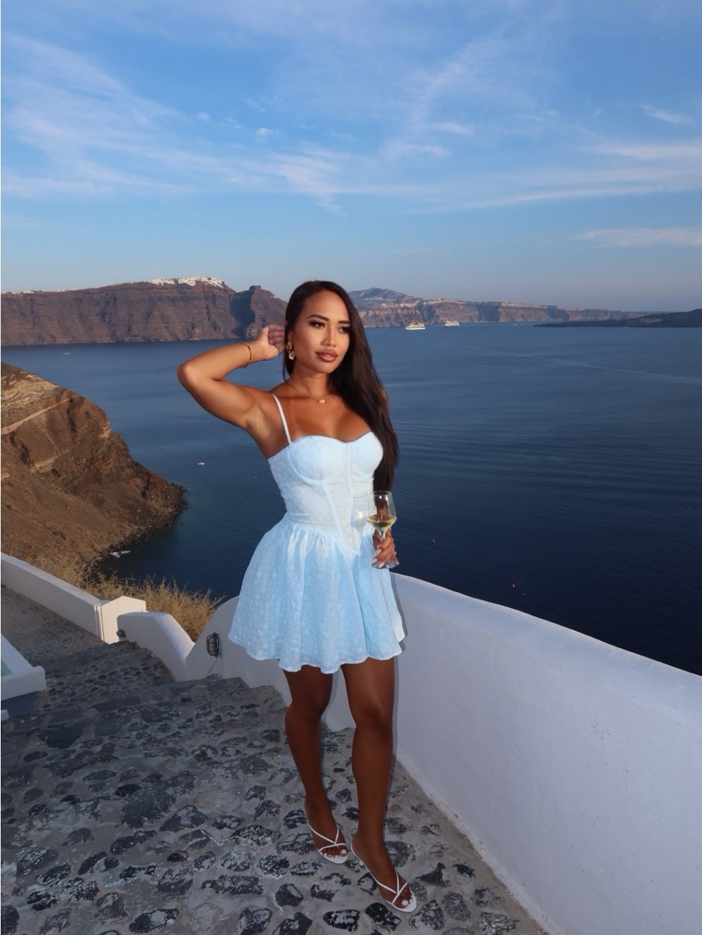 Light Blue Spaghetti Strap Mini Dress
